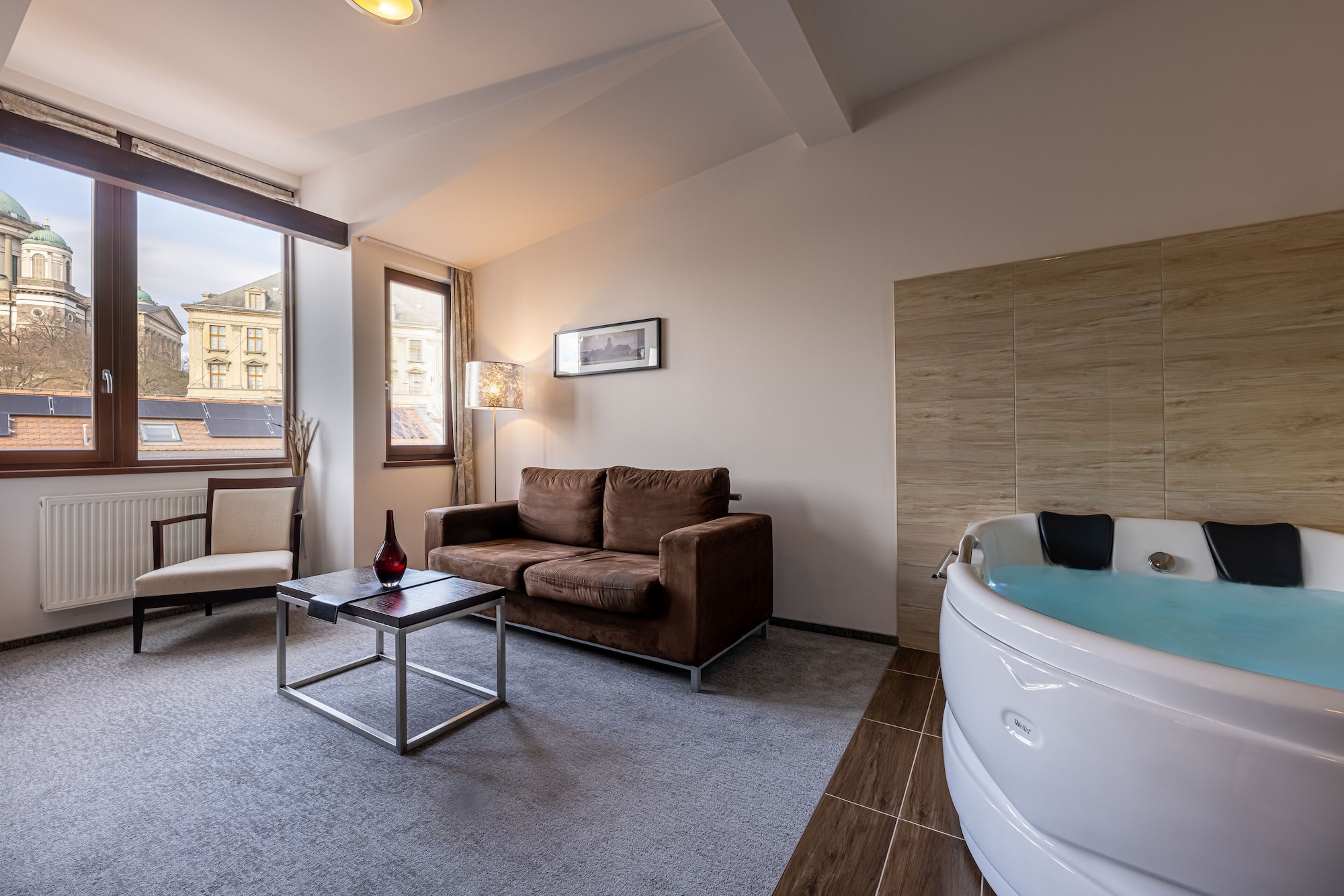 设计套房，1卧室，浴缸，城市景观