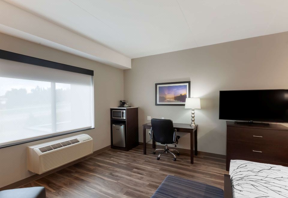 1张特大床， 无烟， 较大的房间， 双层床垫， 微波炉和冰箱