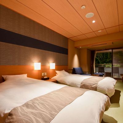 本館ツイン、バス付き、山の景色 天地の宿 奥の細道 クーポン