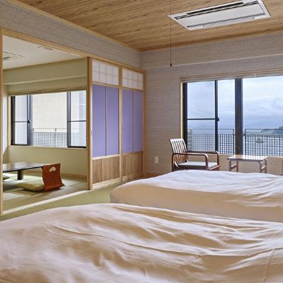 海邊302號房和洋式兩室套房，無煙，海景 奧伊根溫泉 油屋本館優惠