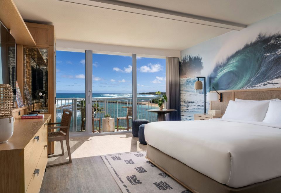 甄选海滨客房，客房，1张特大床，面朝海景