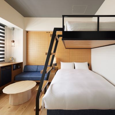 高級雙床房-禁菸 福岡燈光圖書飯店優惠