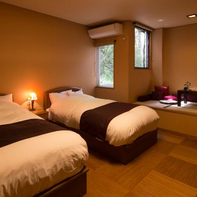 Western-Style Twin Room (with Raised Platform) Mountain Side/Non-Smoking[Twin Room][Non-Smoking][No View] 箱根湯本 喜仙荘 クーポン