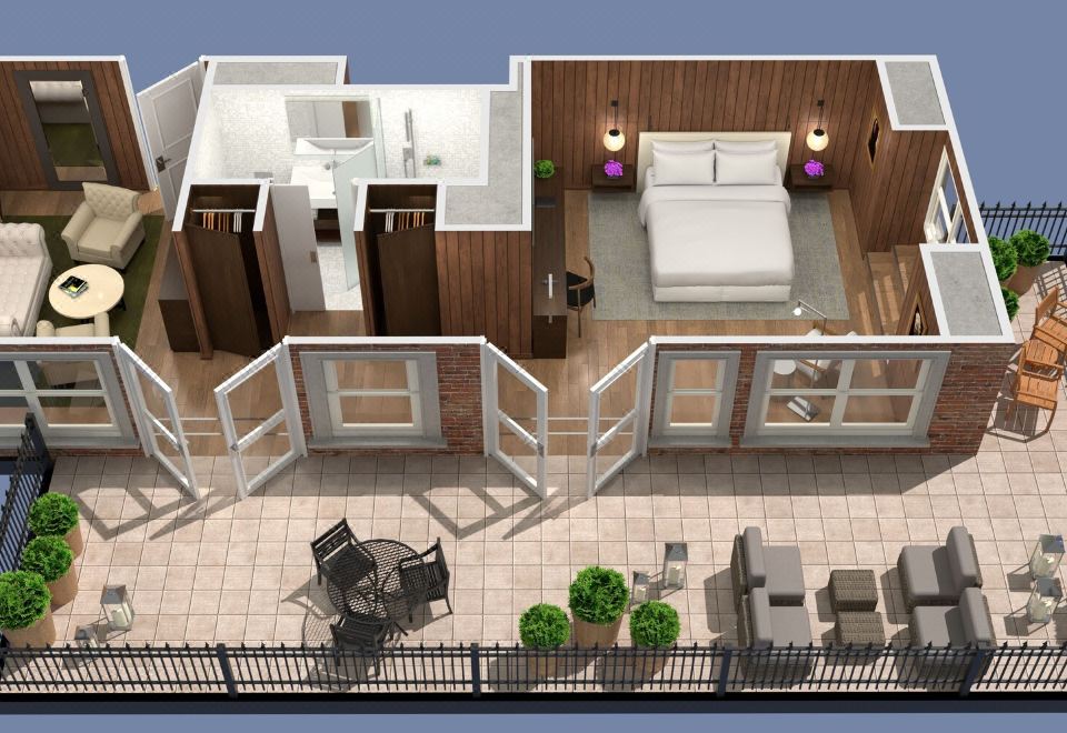 露臺套房，套房，1張特大床，露臺層，露臺