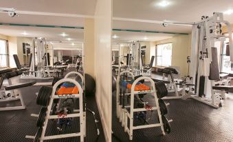 a well - equipped gym with various exercise equipment , including treadmills and weight machines , in a spacious room at Verona Hplus Long Stay