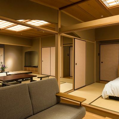 和洋折衷スタイルルーム、禁煙（庭園露天風呂付き和洋室（本間15畳＋次の間7.5畳、ベッド付き）） 旅邸 諧暢楼 クーポン
