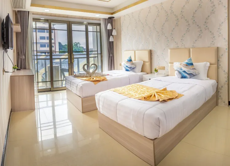 ห้องพักเตียงแฝดพร้อมวิวสวน