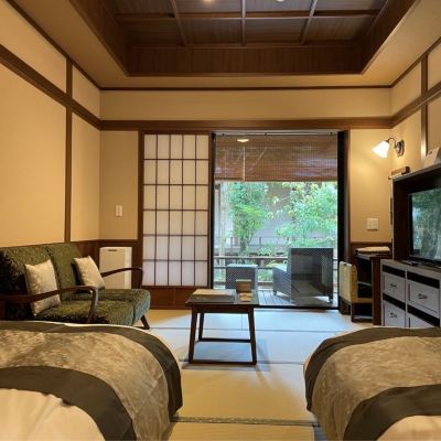 【新館風の語り部/ツイン29平米】専用ラウンジテラス（禁煙）大人専用　 湯回廊 菊屋 クーポン