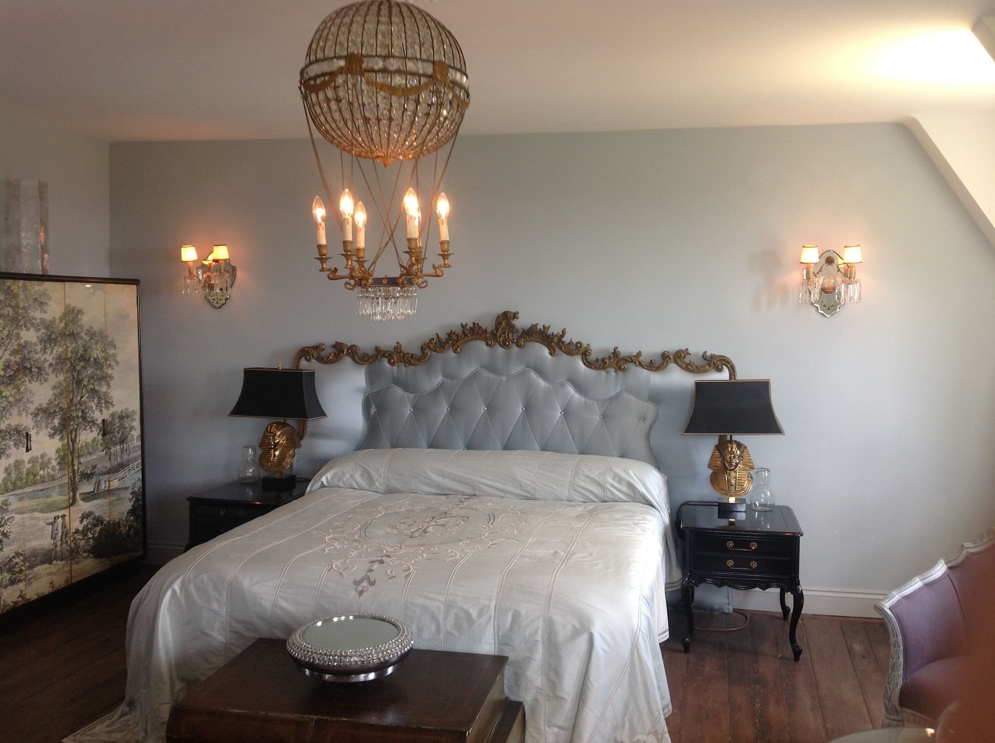 Chateau de La Goujonnerie豪华园景双人房 - 带1张特大床 - 直通泳池