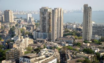 a cityscape with tall buildings and a body of water in the background , creating a bustling urban scene at Garden Hotel