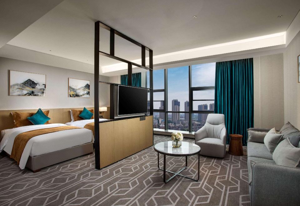 行政双床房（水系花园景观+80支贡缎床品+金可儿床垫）