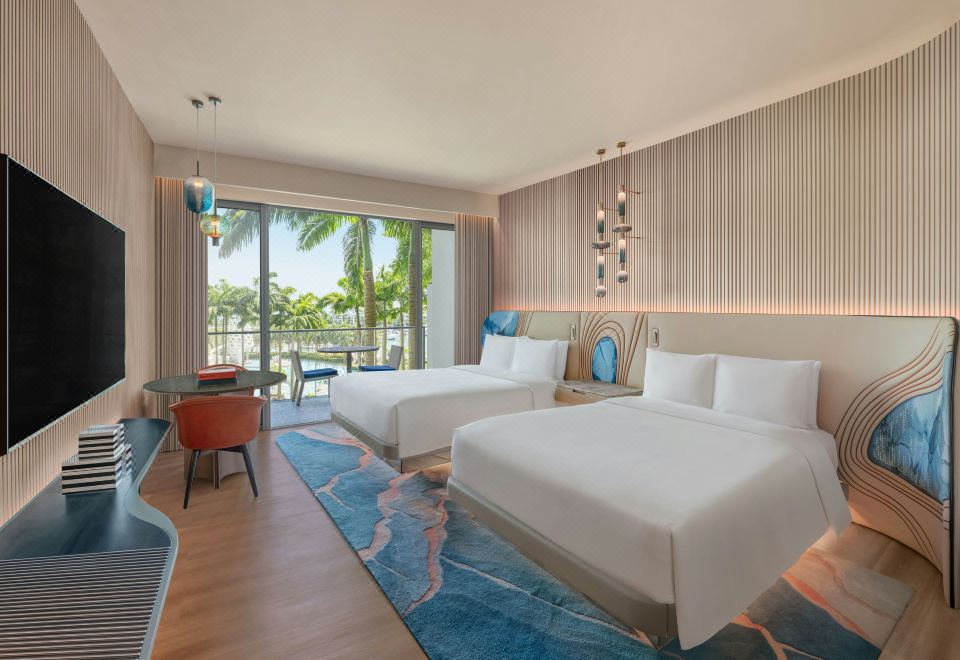 W Singapore – Sentosa CovePremier Deluxe, Guest Room, 2 Queen, Pool View, Balcony