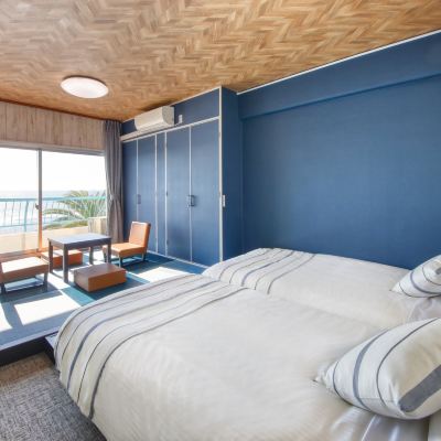 Twin + 4.5 Tatami [Japanese-Western Room] [Non-Smoking] [Ocean View] 小湊実入温泉　ホテルグリーンプラザ鴨川 クーポン