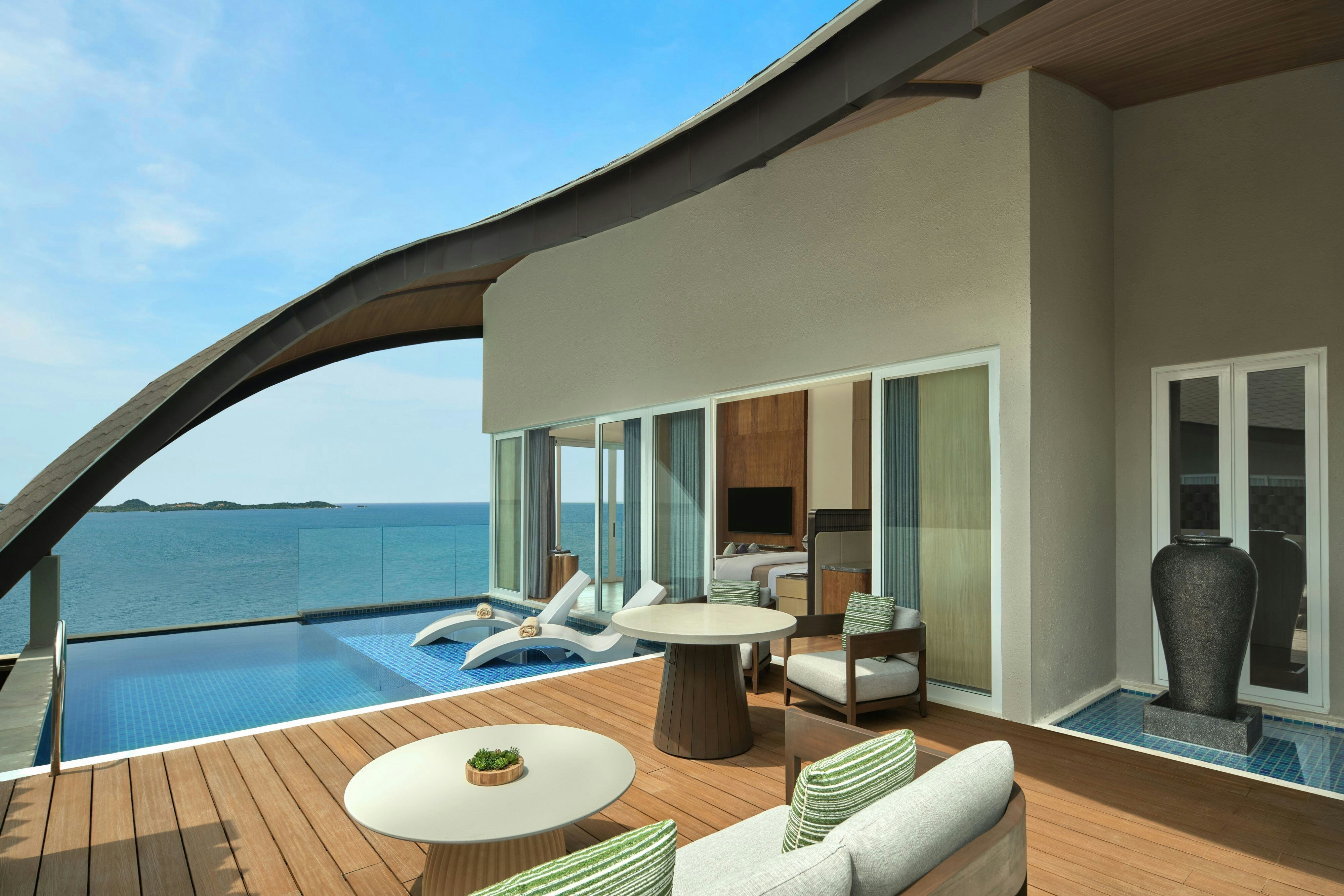 水上一臥室別墅，一特大床，海景