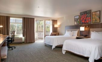 a hotel room with two beds , one on the left side of the room and the other on the right side at Hilton Garden Inn Boise/Eagle