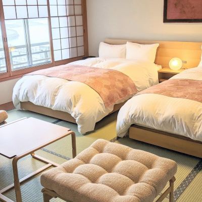 日式西式混合房帶浴室，湖景 歐哈石坎飯店優惠