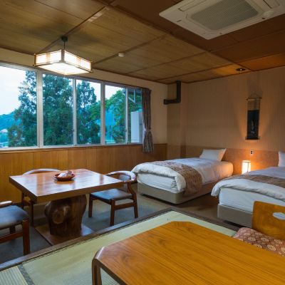 乙女館 和洋室（シングルベッド２台＋和式布団４組）、マウンテンビュー 熱塩温泉 山形屋 クーポン