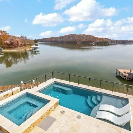 Stunning Views!  Lakefront Luxury w Saltwater Pool, Spa, & Deep-Water Dock