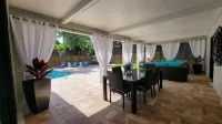 Designer 3 Br Home Heated Pool 3 mi. from the Beach & Downtown Private Backyard