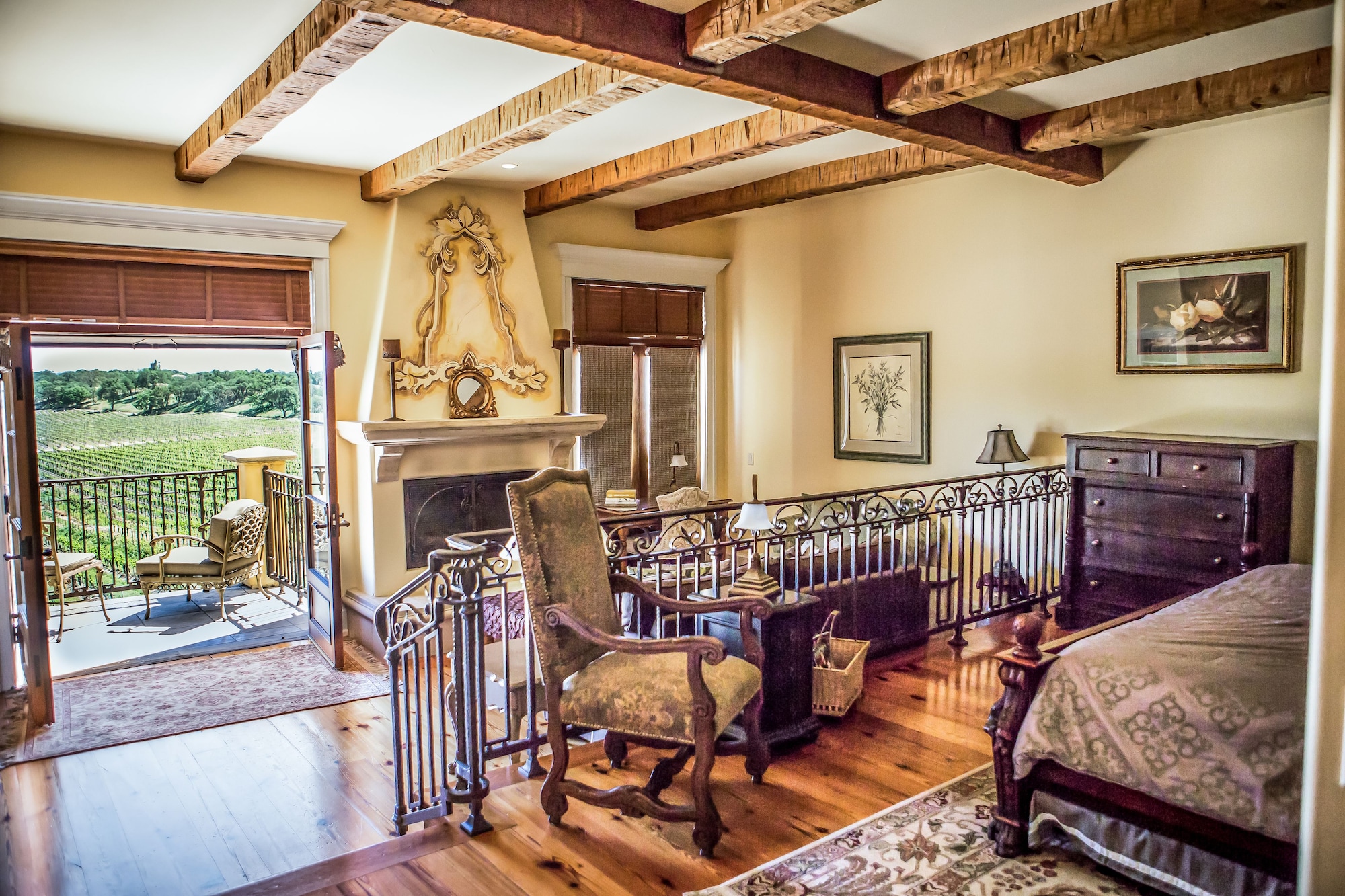 套房，1张特大床，葡萄园景观（Viognier）