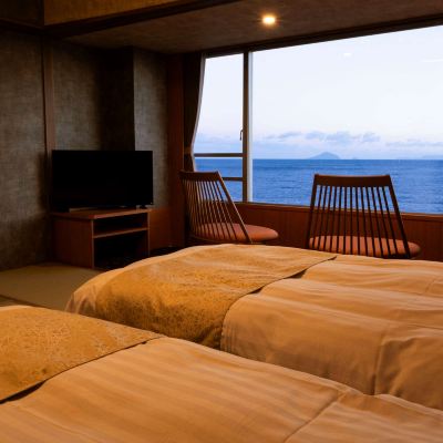 和洋折衷スタイルオーシャンビュールーム(禁煙) 海一望 絶景の宿 いなとり荘 クーポン