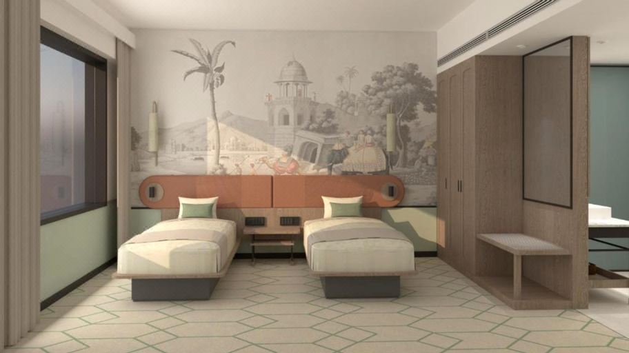 2张双床 标准房 池景