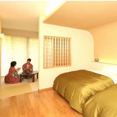 Twin + Flooring (16 Tatami), Shower Booth + Open-Air Bath, Separate Building [Japanese-Western Room] [Non-Smoking] 露天風呂付き離れの宿　南阿蘇俵山温泉旅館　竹楽亭 クーポン