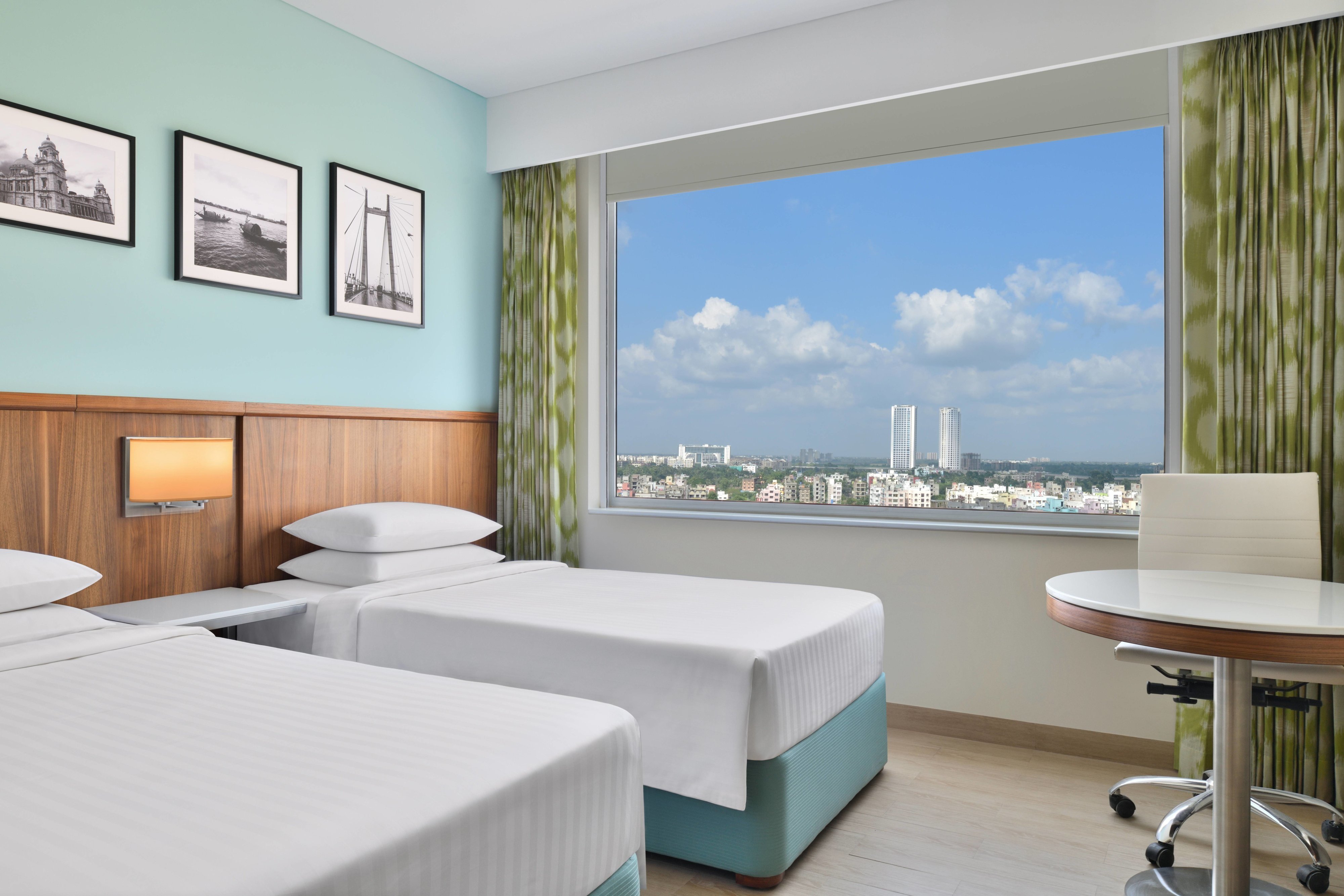 豪华客房，2张单人床，城市景观