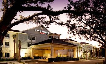 "a large building with a tree in front of it and the name "" springhill suites "" on it" at SpringHill Suites Vero Beach