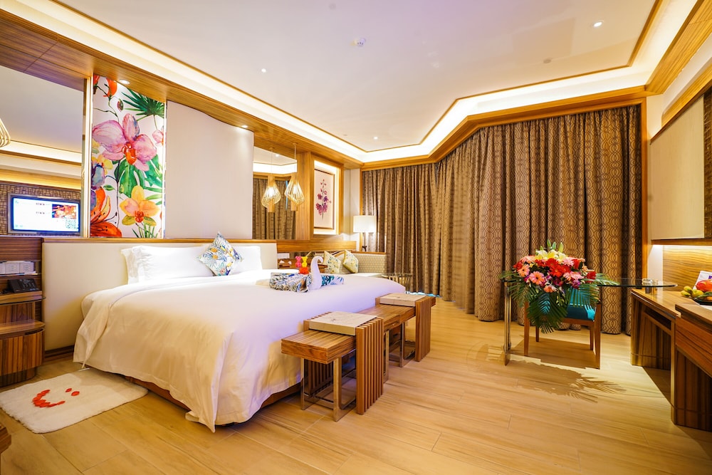 園景溫泉大床房-私家泡池-認證溫泉水入房-景觀陽臺-獨立浴缸