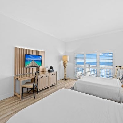 Guest Room with Two Double Beds and Balcony-Partial Ocean View