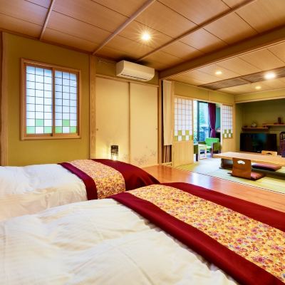 【Otogino】 和洋式雙床房 / 獨立單元，附磚砌室內浴池和露天風呂（18榻榻米） 【奢華】 【和洋式房】 【禁菸】 牧場之家旅館優惠
