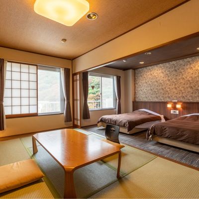 セミウェスタンスタイルルーム8畳+ツインベッド 大江戸温泉物語　会津東山温泉　東山グランドホテル クーポン