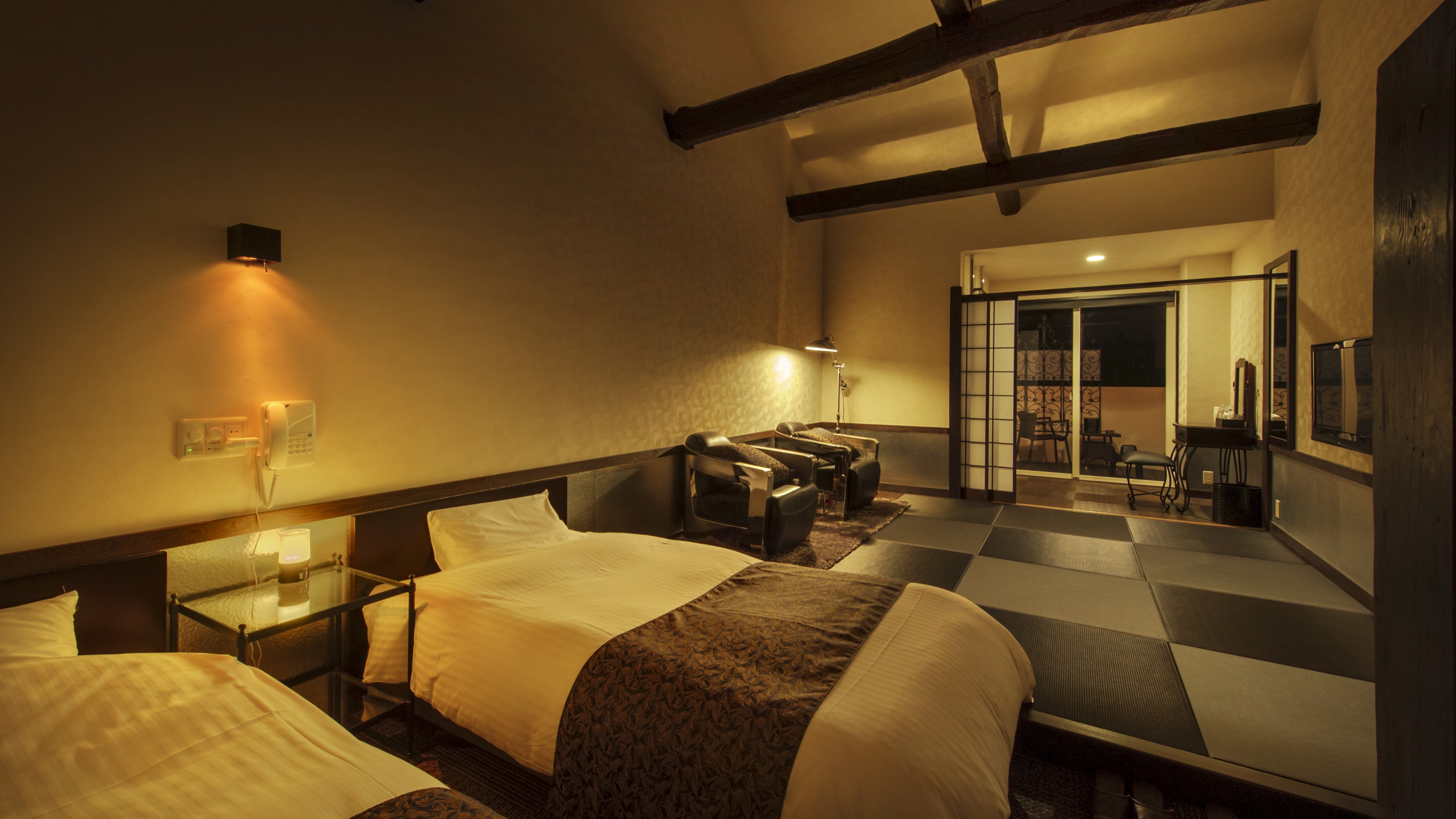 【三楼双床房】带温泉露天浴池的客房※可携带宠物