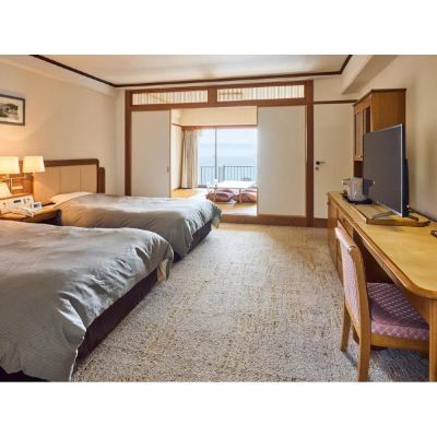 Japanese-Western Style Room With Ocean View (2 Beds + 6 Tatami Mats) [Non-Smoking] [Anti-Virus Wallpaper] [Japanese-Western Room] [Non-Smoking] [Ocean View] 志布志湾　大黒リゾートホテル クーポン