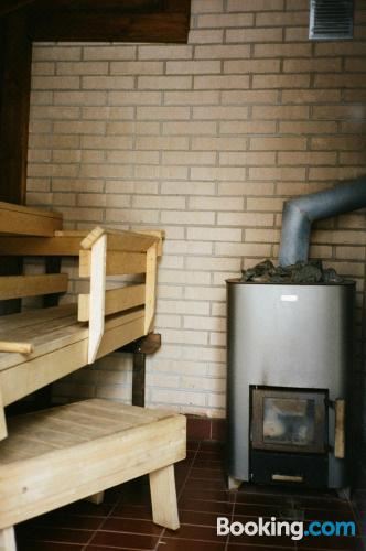 带木质桑拿的小木屋