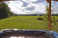 Private Log Cabin with Hot Tub and Mountain Views on 14 Acres, Pet Friendly!