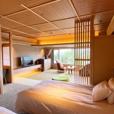プレミアム和洋折衷スタイルコーナー男女混合マウンテンビュールーム(浴室)(高層階) ホテル天坊 クーポン