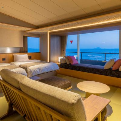 和洋折衷スタイルオーシャンビュールーム(禁煙) 海一望 絶景の宿 いなとり荘 クーポン