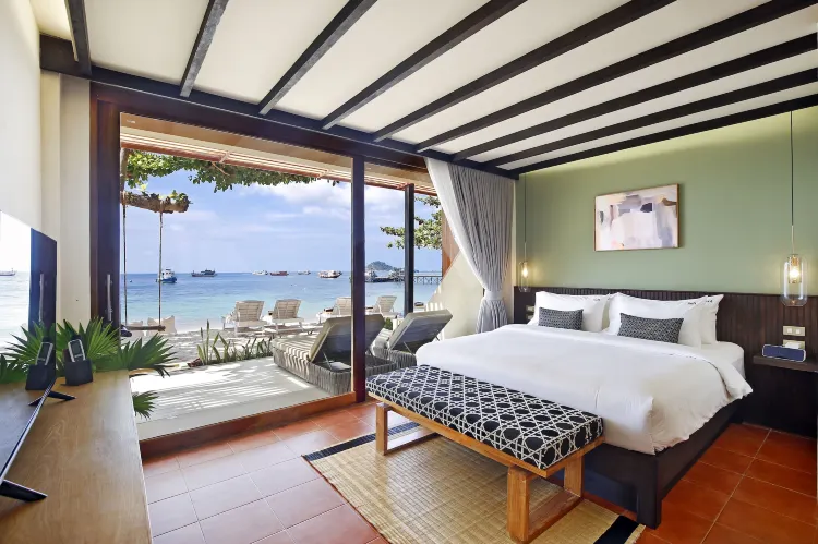 ห้องดีลักซ์เตียงคู่, 1 เตียงคิงไซส์, ลาน, วิวทะเล