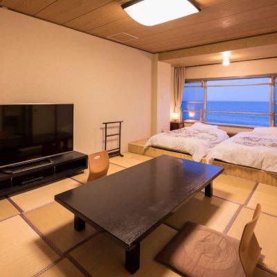 太平洋のパノラマビュー付き海側ベッドタイプルーム[禁煙][和室ツイン] [ツインルーム][禁煙][オーシャンビュー] 犬吠埼観光ホテル クーポン
