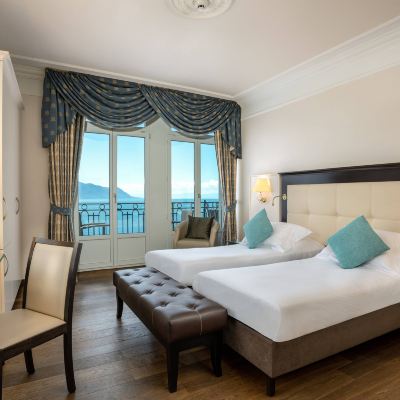 豪華間，客房，2張單人床，湖景，陽台 蒙特勒瑞士雄偉大傲途格精選酒店酒店優惠