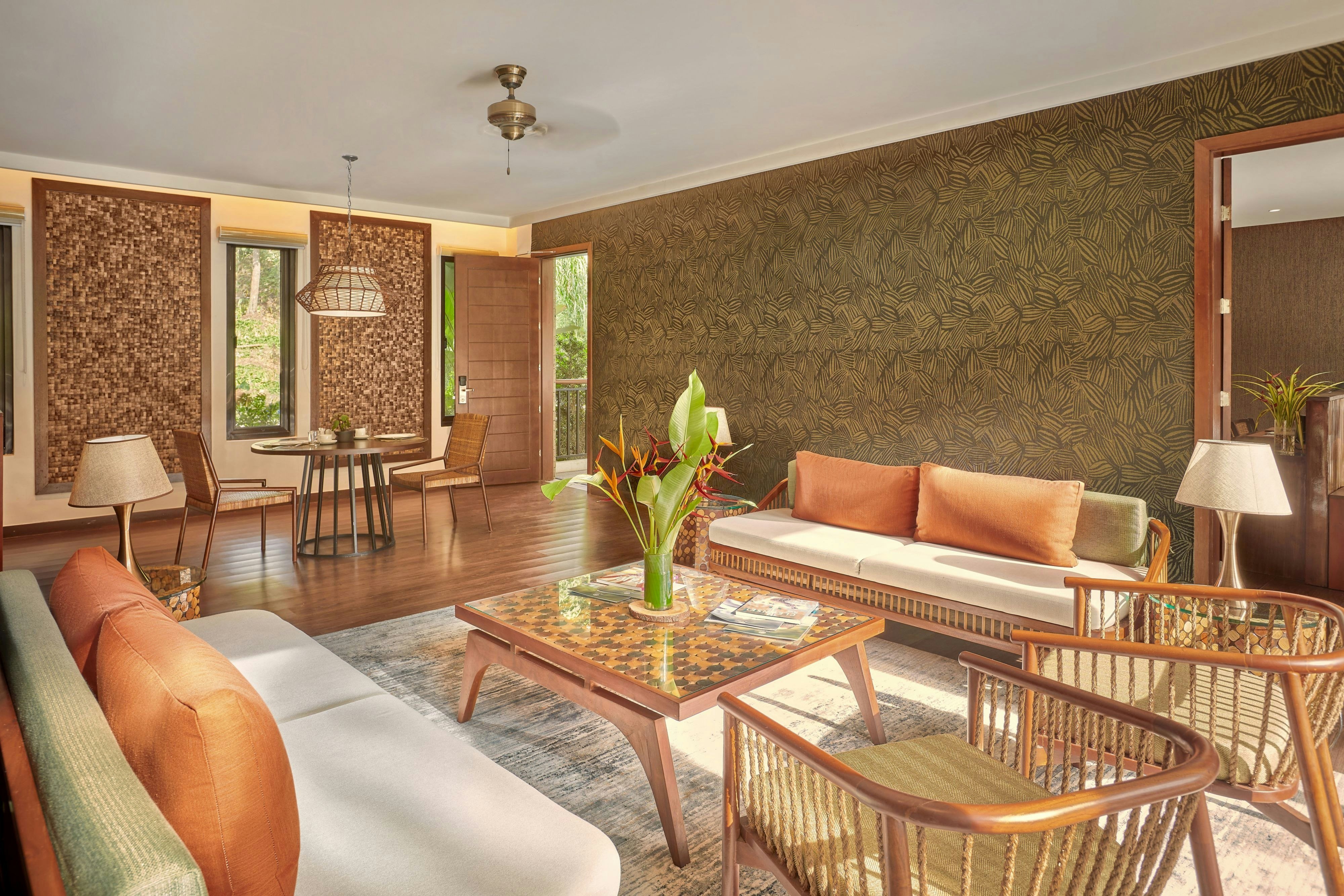 竹林礼宾楼层别墅，1张特大床，园景