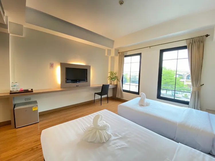 ห้องพักพื้นฐานเตียงใหญ่หรือเตียงแฝด