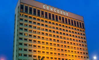 "a large hotel building lit up at night , with the word "" concorde "" written on it" at Concorde Hotel Shah Alam