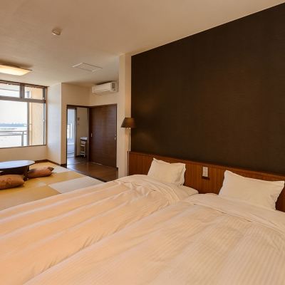 Japanese-Western Room, Ocean View, Non-Smoking ([1st Floor Sound] with Observation Terrace) オーシャンフロント　お宿　浜田館 クーポン