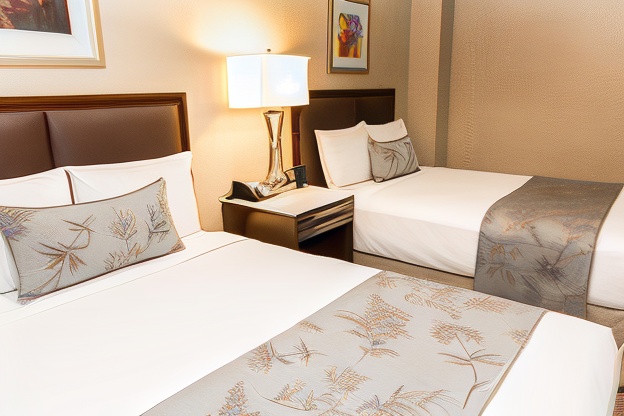 豪华客房， 2 张双人床