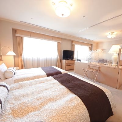 【禁煙】最上階11階狩野リバーサイドデラックスツイン(45平方メートル)[デラックス][ツインルーム][禁煙][リバービュー] 沼津リバーサイドホテル クーポン