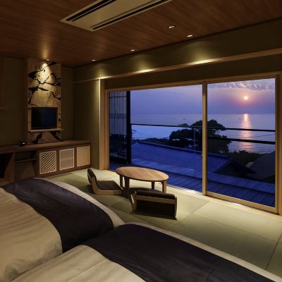 Standard Japanese-Western Room, Ocean View, Non-Smoking (Japanese-Western Style Twin Room + Private Open-Air Bath[Yusen]+ Private Open-Air Bath) 間人温泉 炭平 クーポン