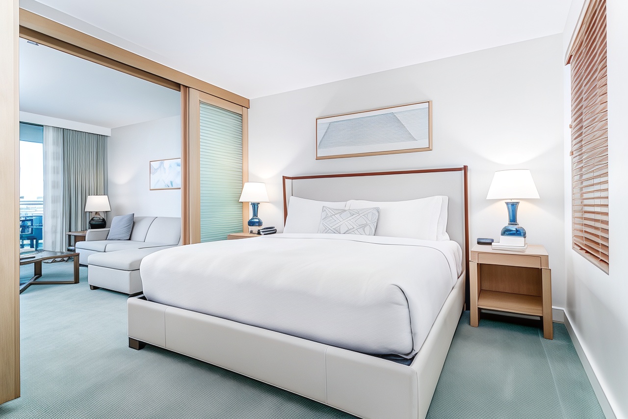 豪華特大床套房，帶沙發床和海景